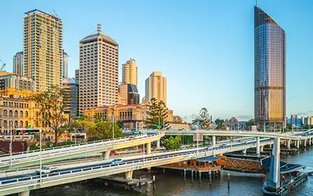 Queensland coastline and city skyline showcasing lifestyle in Australia's Sunshine State
